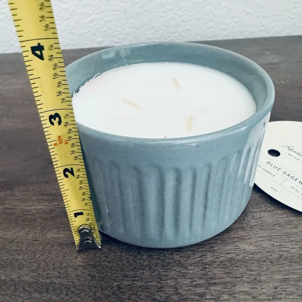 Magnolia Hearth & Hand Blue Sagewood 3 Wick Jar Candle